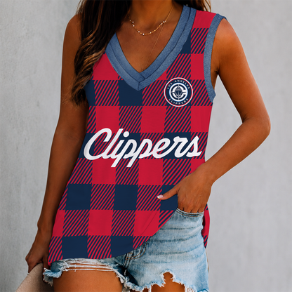LIMITED EDITION - NEW CUSTOMIZED NBA10 LCL LOS ANGELES CLIPPERS WOMEN'S V-NECK TANK TOP