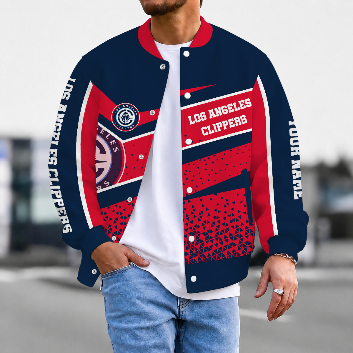 SPECIAL EDITION - NEW CUSTOMIZED NBA10 LCL LOS ANGELES CLIPPERS BASEBALL JACKET, SATIN VARSITY JACKET