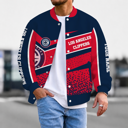 SPECIAL EDITION - NEW CUSTOMIZED NBA10 LCL LOS ANGELES CLIPPERS BASEBALL JACKET, SATIN VARSITY JACKET