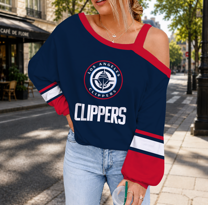 FINAL SALE - NEW CUSTOMIZED NBA10 LCL LOS ANGELES CLIPPERS DROP SHOULDER SWEATSHIRT