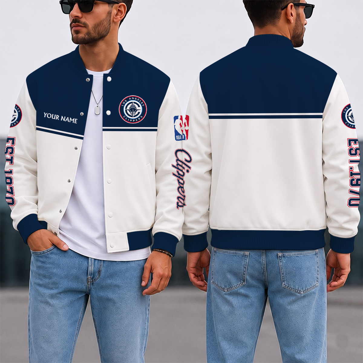 EXCLUSIVE EDITION - NEW CUSTOMIZED NBA10 LCL LOS ANGELES CLIPPERS BASEBALL JACKET, SATIN VARSITY JACKET