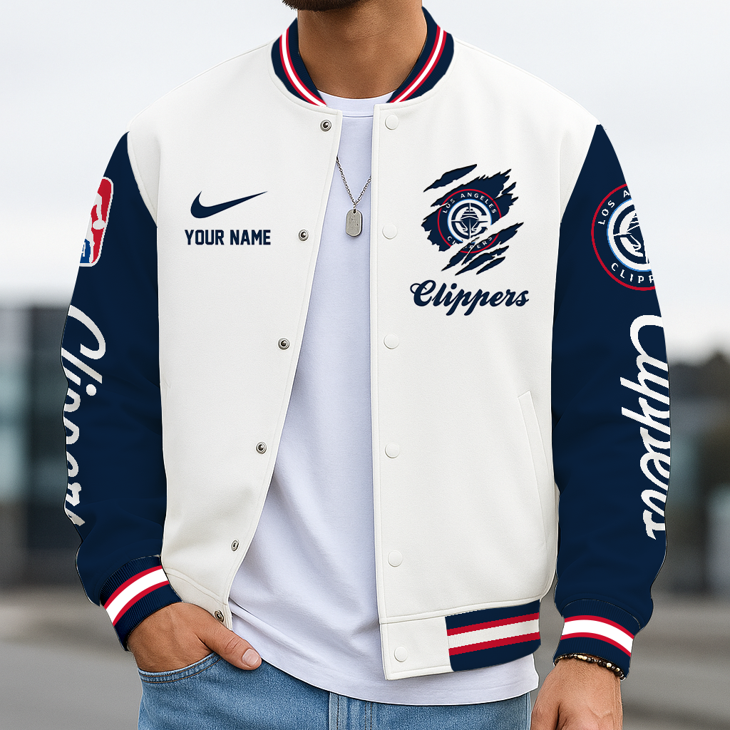 FINAL SALE - NEW CUSTOMIZED NBA10 LCL LA CLIPPERS BASEBALL JACKET, SATIN VARSITY JACKET