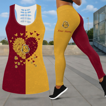 LIMITED EDITION - NEW CUSTOMIZED NCAA MFF10 MDB MINNESOTA DULUTH BULLDOGS LEGGINGS & HOLLOW TANK TOP SET
