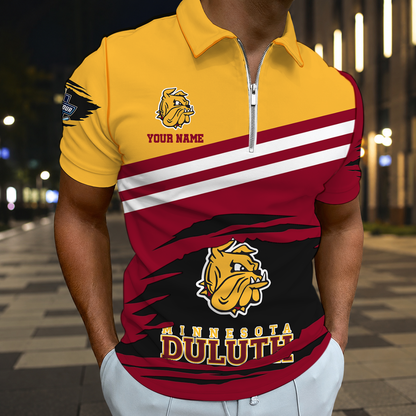 EXCLUSIVE EDITION - NEW CUSTOMIZED NCAA MFF10 MDB MINNESOTA DULUTH BULLDOGS POLO SHIRT, ZIP POLO SHIRT & T-SHIRTS