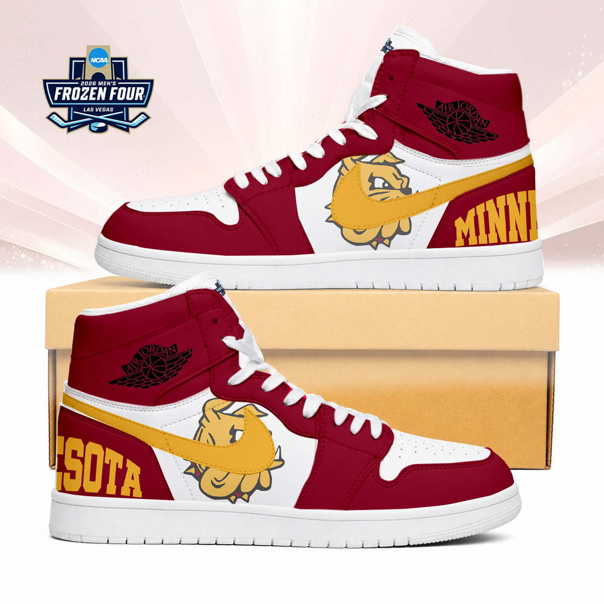 LIMITED EDITION - NEW CUSTOMIZED NCAA MFF10 MDB MINNESOTA DULUTH BULLDOGS AIR JORDAN SNEAKERS
