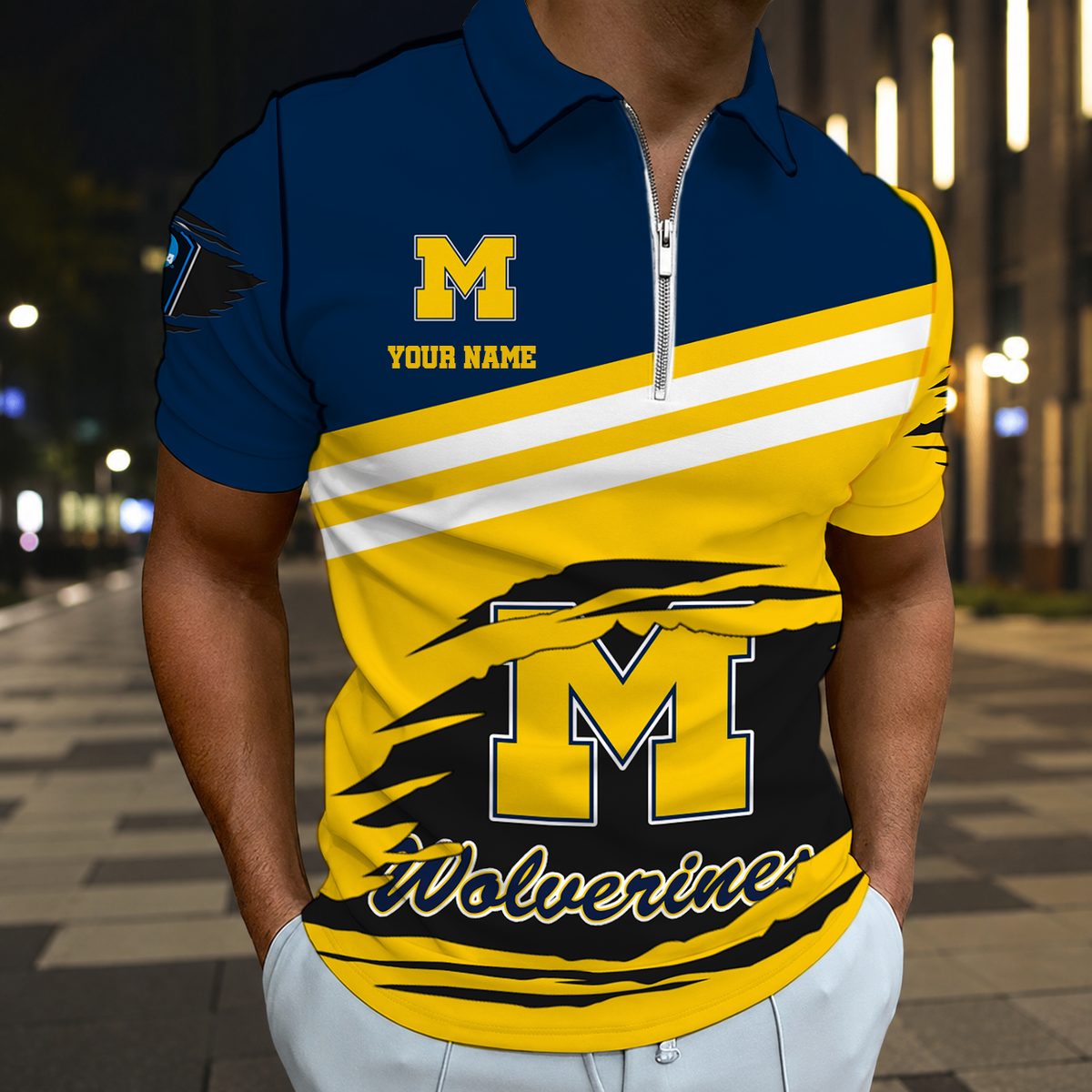 VIRAL EDITION - NEW CUSTOMIZED NCAA CFH10 MIW MICHIGAN WOLVERINES POLO SHIRT, ZIP POLO SHIRT & T-SHIRTS