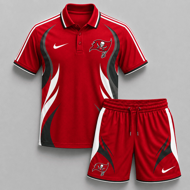 EXCLUSIVE EDITION - NEW CUSTOMIZED | NFL10 TBB TAMPA BAY BUCCANEERS POLO SHIRT & SHORT PANTS SET