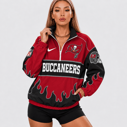 ELITE EDITION - NEW CUSTOMIZED | NFL10 TBB TAMPA BAY BUCCANEERS V-NECK ZIPPER SWEATSHIRT JACKET