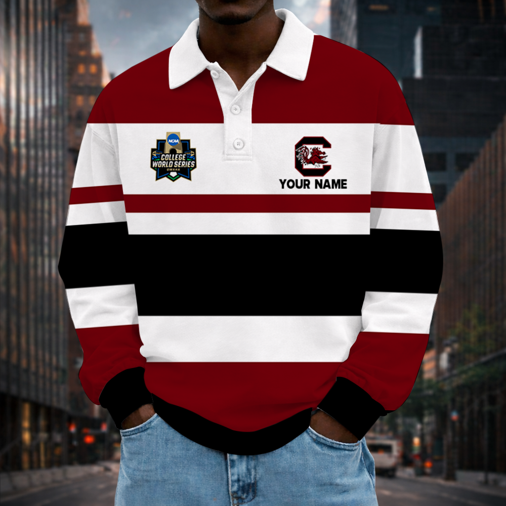MEGA SALE - NEW CUSTOMIZED CWS NCAA10 SCG SC GAMECOCKS UNISEX LONG SLEEVE POLO