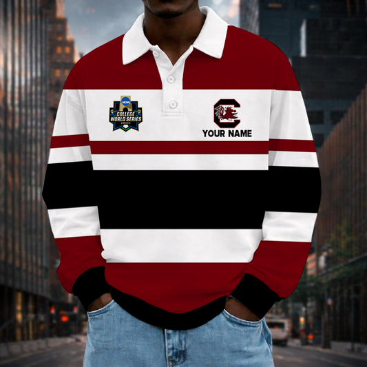 MEGA SALE - NEW CUSTOMIZED CWS NCAA10 SCG SC GAMECOCKS UNISEX LONG SLEEVE POLO