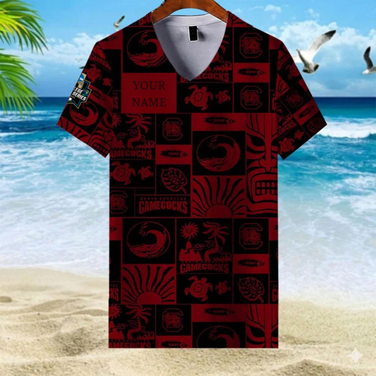 LIMITED EDITION - NEW CUSTOMIZED NCAA CWS10 SCG SC GAMECOCKS V-NECK FEMALE SHIRT
