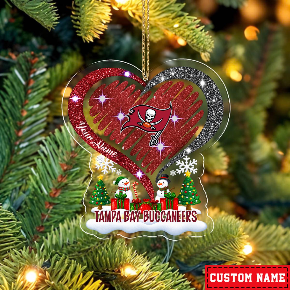 LIMITED EDITION - NEW CUSTOMIZED NFL10 TBB TAMPA BAY BUCCANEERS CHRISTMAS ACRYLIC ORNAMENT
