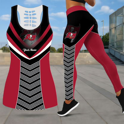 LIMITED EDITION - NEW CUSTOMIZED NFL10 TBB TAMPA BAY BUCCANEERS LEGGINGS & HOLLOW TANK TOP SET