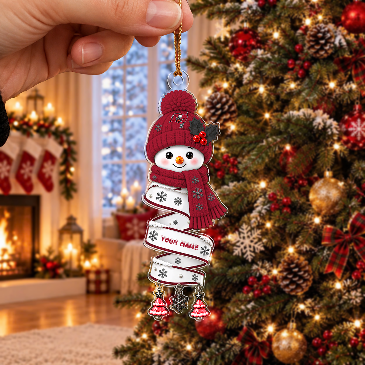 FINAL SALE - NEW CUSTOMIZED NFL10 TBB TAMPA BAY BUCCANEERS CHRISTMAS ACRYLIC ORNAMENT