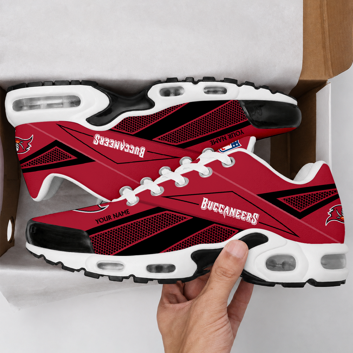 FLASH SALE - NEW CUSTOMIZED NFL10 TBB TAMPA BAY BUCCANEERS AIR MAX PLUS SNEAKERS