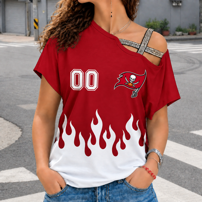 LIMITED EDITION - NEW CUSTOMIZED NFL10 TBB TAMPA BAY BUCCANEERS WOMEN'S SHOULDER SHIRT