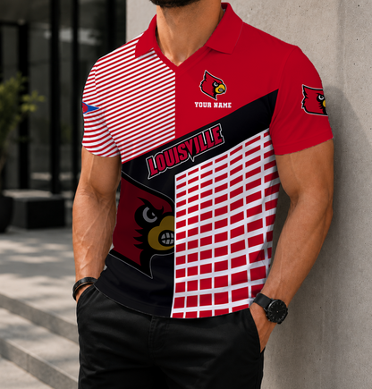 VIRAL EDITION - NEW CUSTOMIZED NCAA FBS10 ULC LOUISVILLE CARDINALS POLO SHIRT