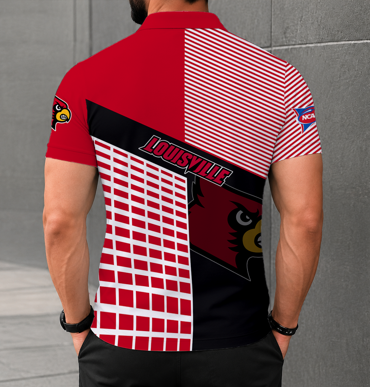 VIRAL EDITION - NEW CUSTOMIZED NCAA FBS10 ULC LOUISVILLE CARDINALS POLO SHIRT