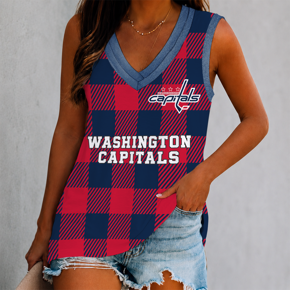 LIMITED EDITION - NEW CUSTOMIZED NHL10 WCP WASHINGTON CAPITALS WOMEN'S V-NECK TANK TOP