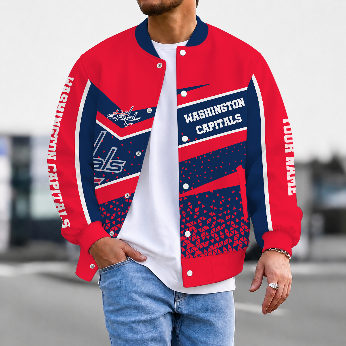 LIMITED EDITION - NEW CUSTOMIZED NHL10 WCP WASHINGTON CAPITALS SATIN VARSITY JACKET & BASEBALL JACKET