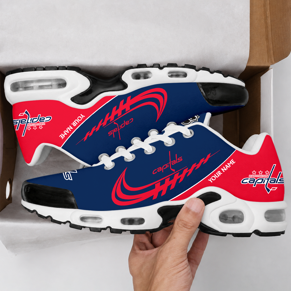 LIMITED EDITION - NEW CUSTOMIZED NHL10 WCP WASHINGTON CAPITALS AIR MAX PLUS SNEAKERS