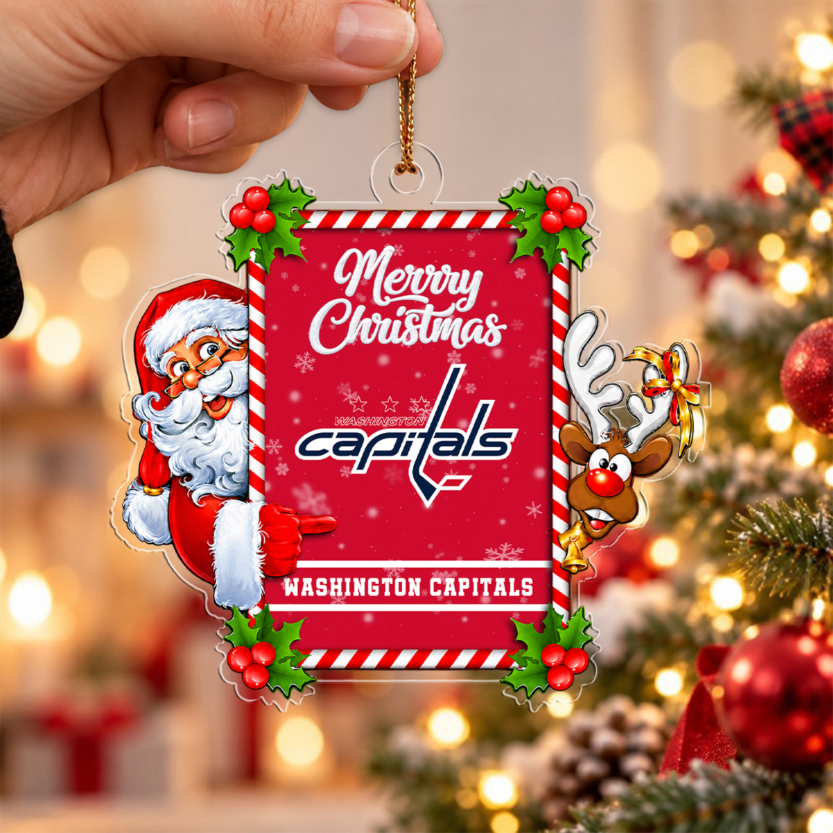 VIRAL EDITION - NEW CUSTOMIZED NHL10 WCP WASHINGTON CAPITALS CHRISTMAS ACRYLIC ORNAMENT