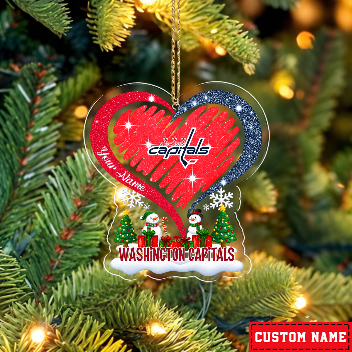 LIMITED EDITION - NEW CUSTOMIZED NHL10 WCP WASHINGTON CAPITALS CHRISTMAS ACRYLIC ORNAMENT