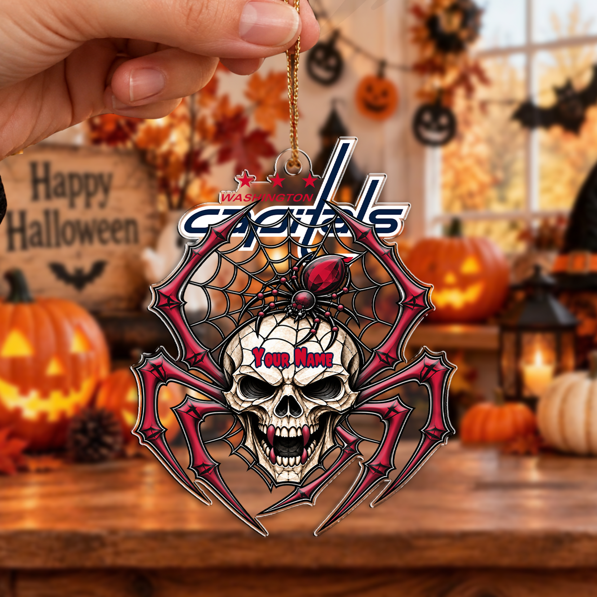 FINAL SALE - NEW CUSTOMIZED NHL10 WCP WASHINGTON CAPITALS HALLOWEEN ACRYLIC ORNAMENT