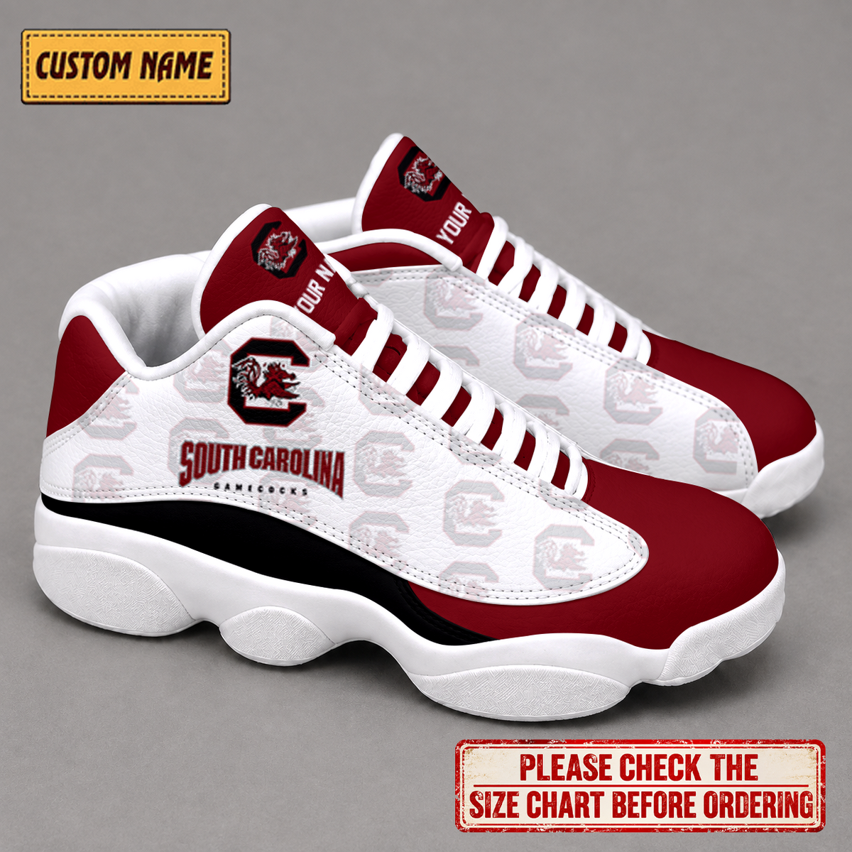 LIMITED EDITION - NEW CUSTOMIZED NCAA CWS10 SCG SOUTH CAROLINA GAMECOCKS AIR JORDAN 13 LOW TOP SNEAKER