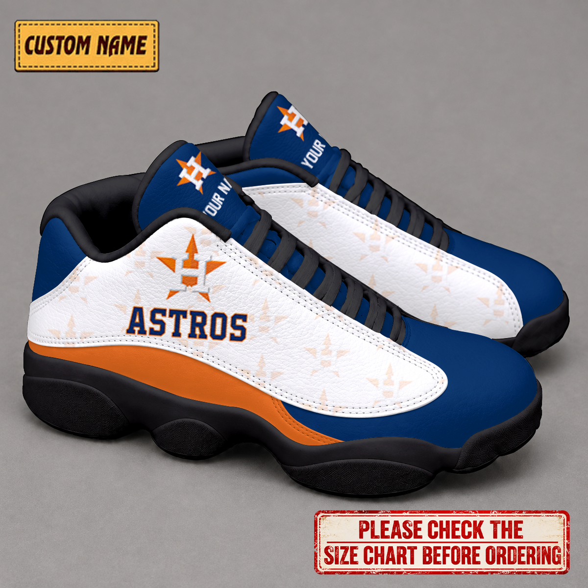 LIMITED EDITION - NEW CUSTOMIZED NFL10 HAS HOUSTON ASTROS AIR JORDAN 13 LOW TOP SNEAKER