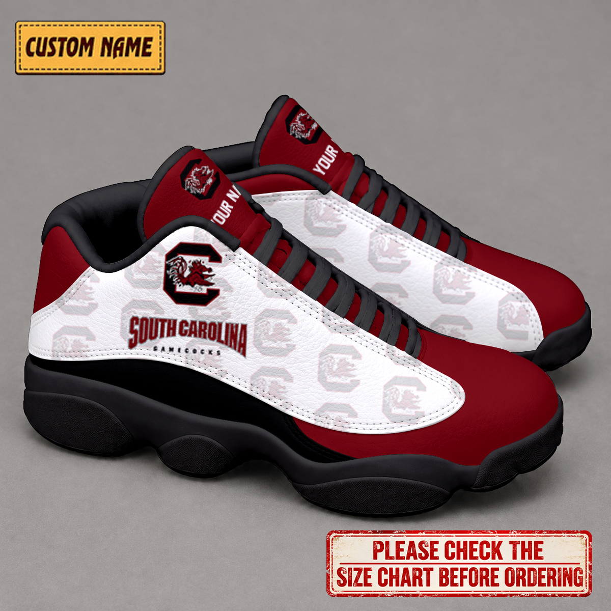 LIMITED EDITION - NEW CUSTOMIZED NCAA CWS10 SCG SOUTH CAROLINA GAMECOCKS AIR JORDAN 13 LOW TOP SNEAKER