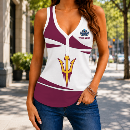 SPECIAL EDITION - NEW CUSTOMIZED NCAA MFF11 ASS ARIZONA STATE SUN DEVILS WOMEN'S V-NECK TANK TOP