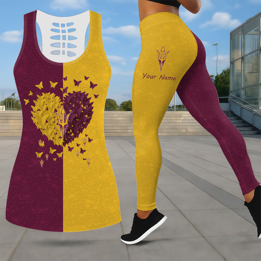 LIMITED EDITION - NEW CUSTOMIZED NCAA MFF11 ASS ARIZONA STATE SUN DEVILS LEGGINGS & HOLLOW TANK TOP SET
