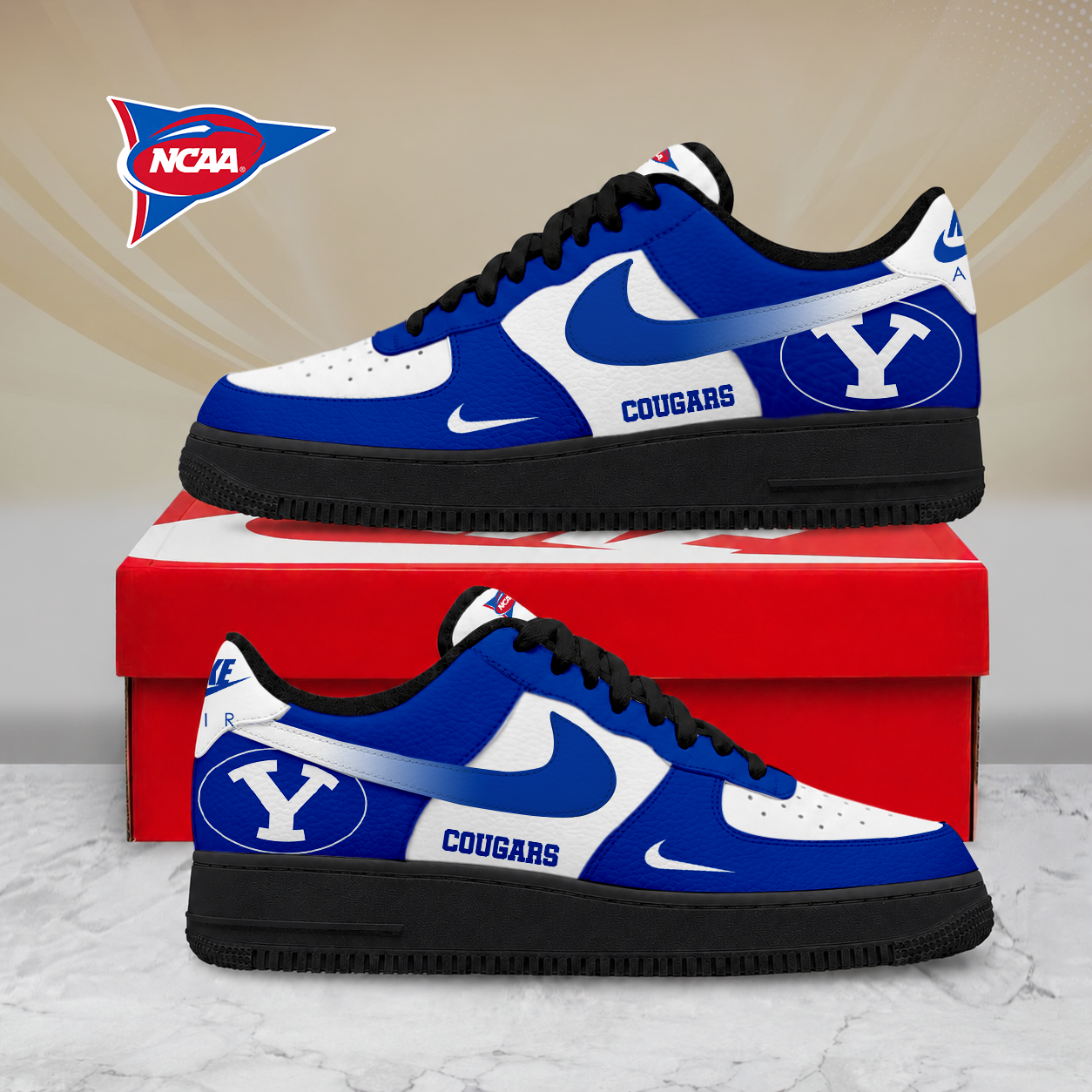 SPECIAL EDITION - NEW CUSTOMIZED NCAA FBS11 BYU BYU COUGARS AF1 SHOES