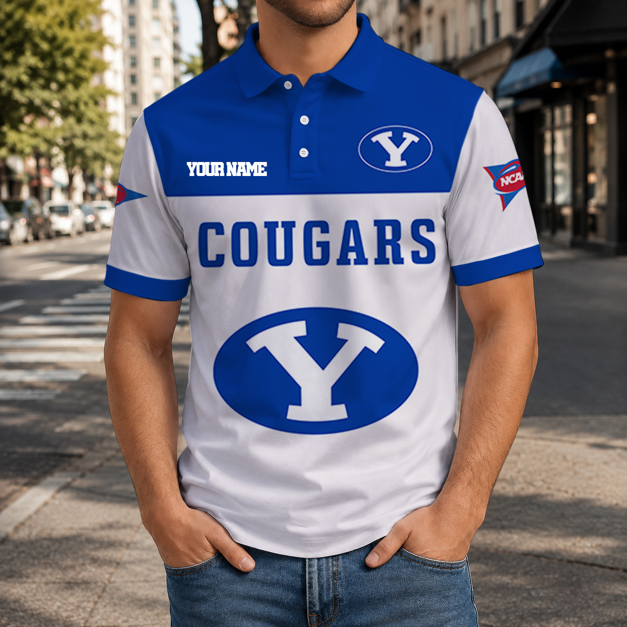 ELITE EDITION- NEW CUSTOMIZED NCAA FBS11 BYU BYU COUGARS POLO SHIRT, ZIP POLO SHIRT & T-SHIRTS