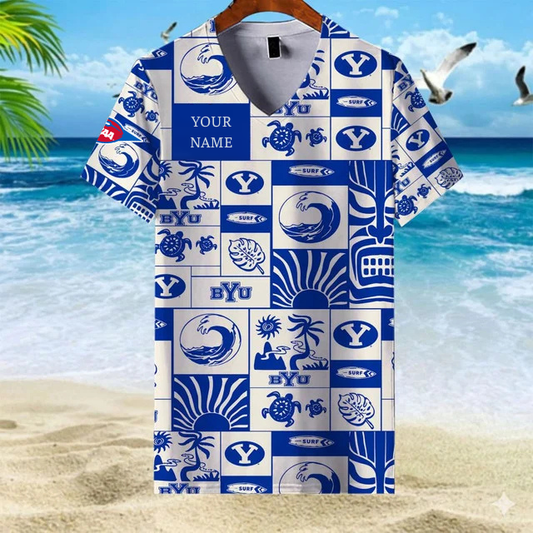 LIMITED EDITION - NEW CUSTOMIZED FBS NCAA11 BYU BYU COUGARS V-NECK FEMALE SHIRT