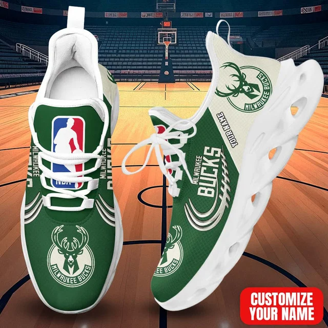 FINAL SALE - NEW CUSTOMIZED NBA11 MBU MILWAUKEE BUCKS PREMIUM CLUNKY SNEAKERS