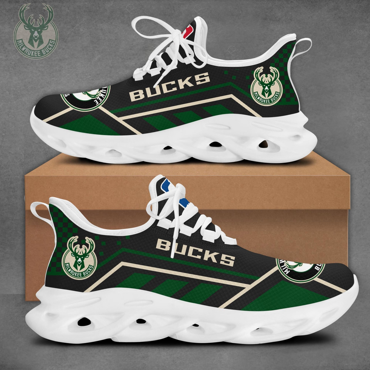 LIMITED EDITION - NEW CUSTOMIZED NBA11 MBU MILWAUKEE BUCKS MAX SOUL SHOES