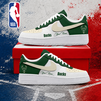 FINAL SALE - NEW CUSTOMIZED NBA11 MBU MILWAUKEE BUCKS AF1 SNEAKERS