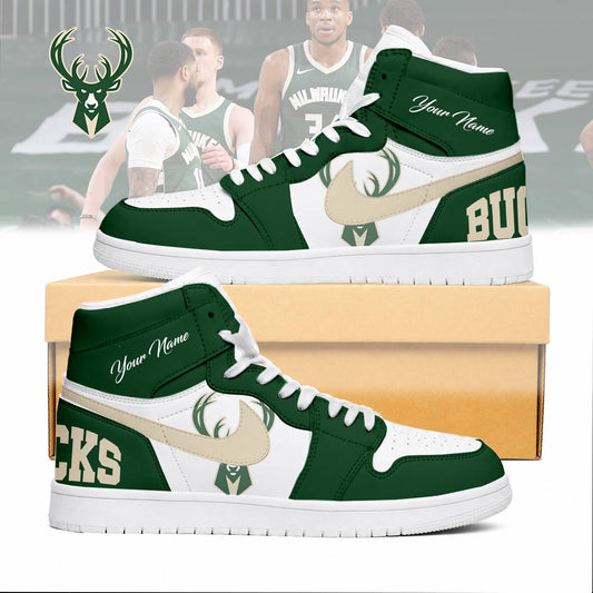 FINAL SALE - NEW CUSTOMIZED NBA11 MBU MILWAUKEE BUCKS AIR JORDAN SNEAKERS