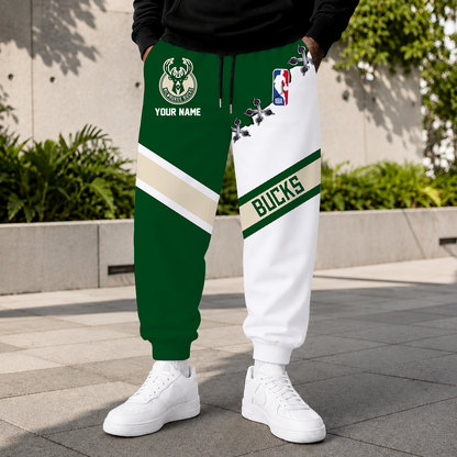 FINAL SALE - NEW CUSTOMIZED NBA11 MBU MILWAUKEE BUCKS SWEATPANTS