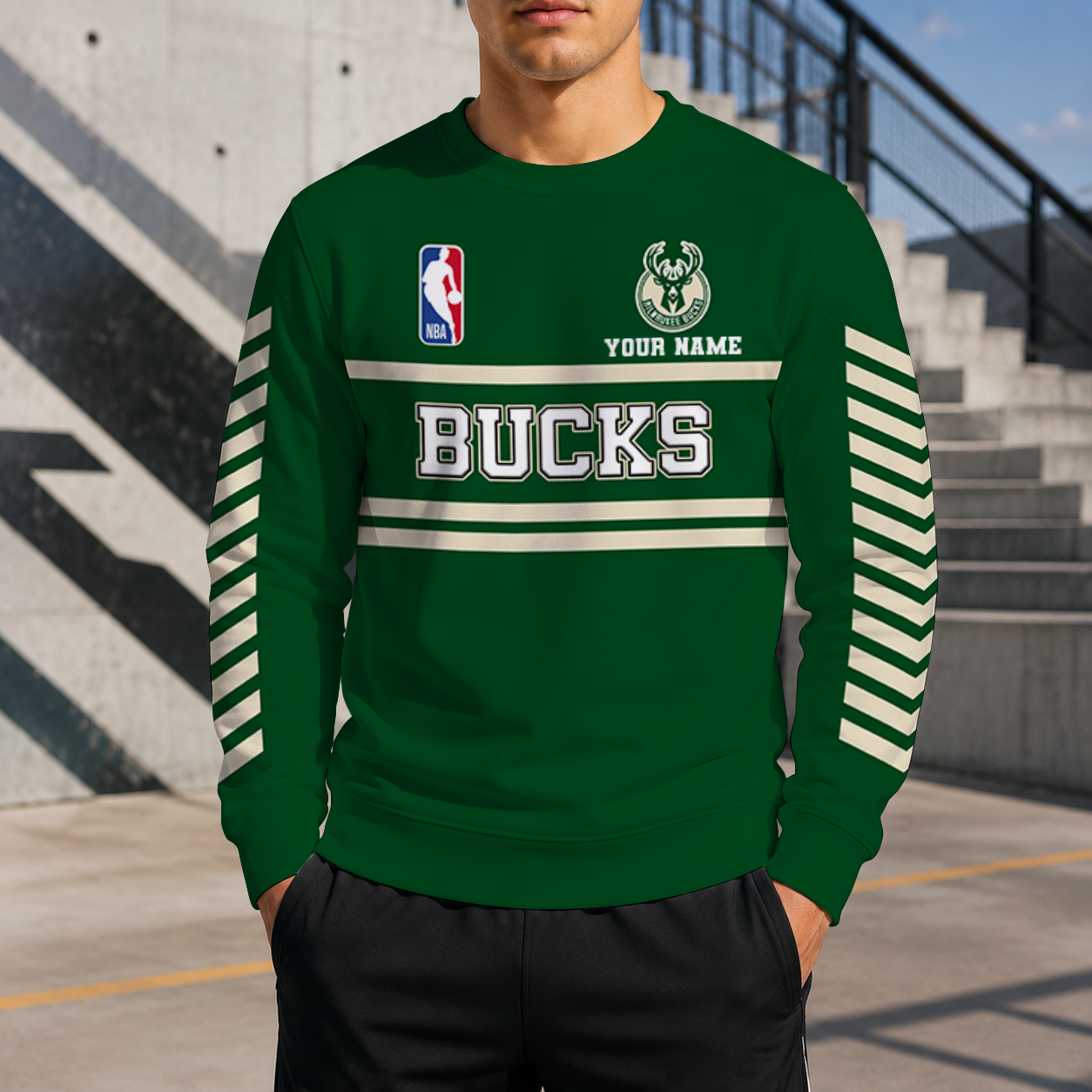 FINAL SALE - NEW CUSTOMIZED NBA11 MBU MILWAUKEE BUCKS UNISEX SWEATSHIRT