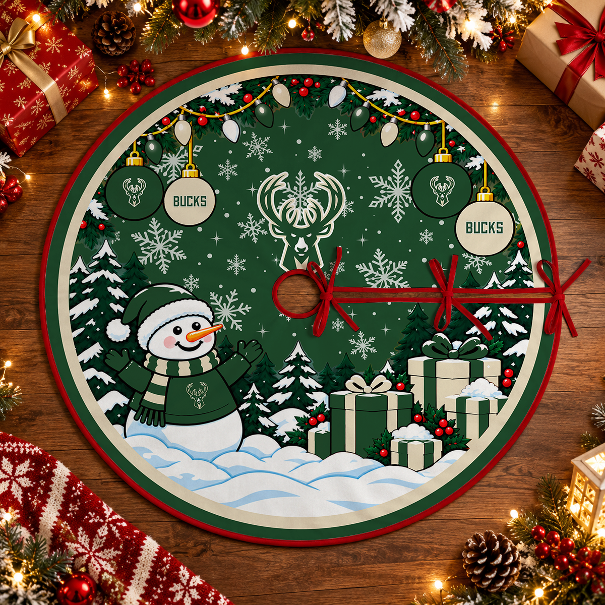 [FAN FAVORITE] NEW CUSTOMIZED NBA11 MBU MILWAUKEE BUCKS CHRISTMAS TREE SKIRT