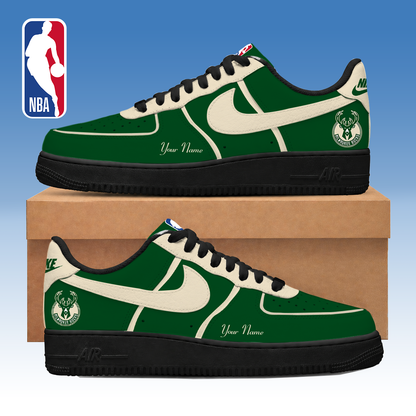 FINAL SALE - NEW CUSTOMIZED NBA11 MBU MILWAUKEE BUCKS AF1 SNEAKERS