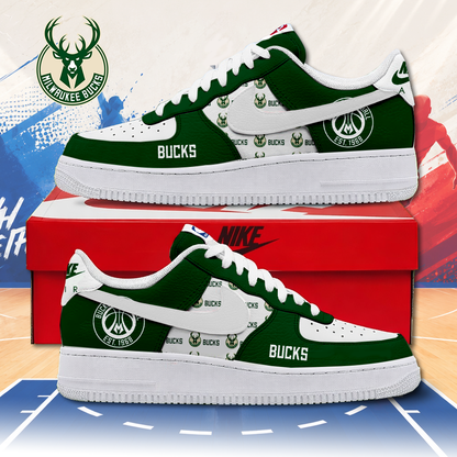 FINAL SALE - NEW CUSTOMIZED NBA11 MBU MILWAUKEE BUCKS AF1 SNEAKERS