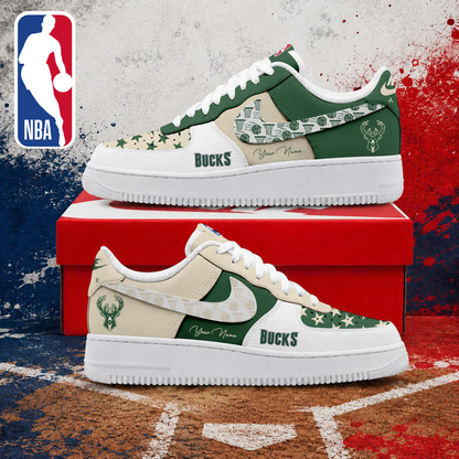 LIMITED EDITION - NEW CUSTOMIZED NBA11 MBU MILWAUKEE BUCKS AF1 SNEAKERS
