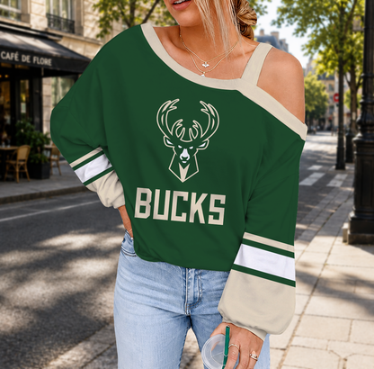 FINAL SALE - NEW CUSTOMIZED NBA11 MBU MILWAUKEE BUCKS DROP SHOULDER SWEATSHIRT