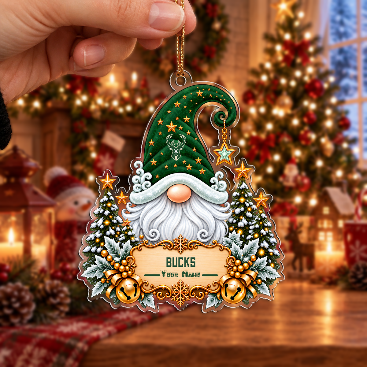 FINAL SALE - NEW CUSTOMIZED NBA11 MBU MILWAUKEE BUCKS CHRISTMAS ACRYLIC ORNAMENT