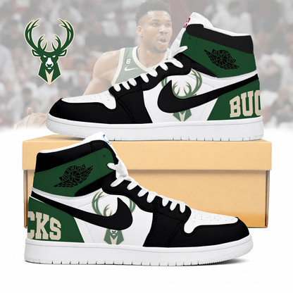 FINAL SALE - NEW CUSTOMIZED NBA11 MBU MILWAUKEE BUCKS AIR JORDAN SNEAKERS