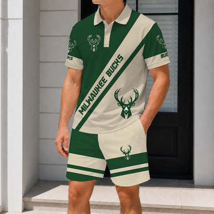 FINAL SALE - NEW CUSTOMIZED NBA11 MBU MILWAUKEE BUCKS POLO SHIRT & SHORT PANTS SET